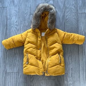 Zara baby winter jacket with faux fur trim